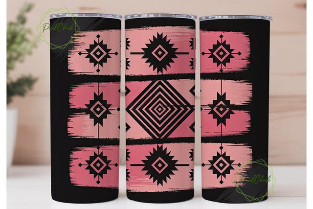 Pink & Black Tribal Tumbler Wrap Sublimation PixelChick 