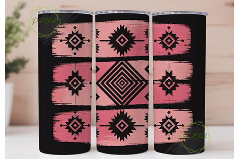 Pink & Black Tribal Tumbler Wrap Sublimation PixelChick 