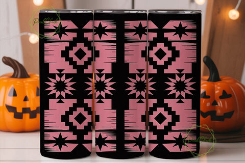 Pink & Black Tribal Tumbler Wrap Sublimation PixelChick 
