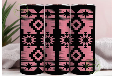Pink & Black Tribal Tumbler Wrap Sublimation PixelChick 