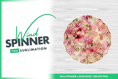 Pink blossom floral background wind spinner round png Sublimation Regulrcrative 