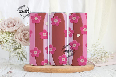 Pink Blossom Swirl 20oz Tumbler Wrap Sublimation sassyprint 