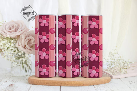 Pink Blossom Swirl 20oz Tumbler Wrap Sublimation sassyprint 