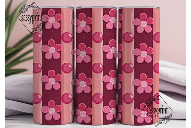 Pink Blossom Swirl 20oz Tumbler Wrap Sublimation sassyprint 