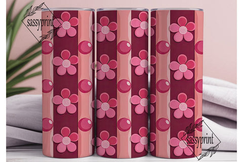 Pink Blossom Swirl 20oz Tumbler Wrap Sublimation sassyprint 