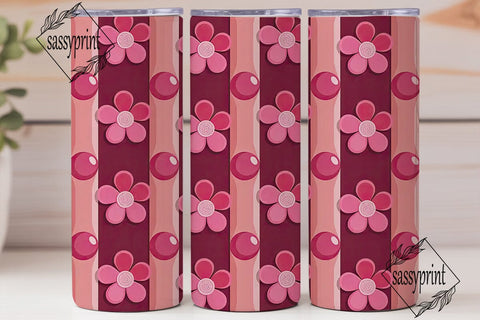 Pink Blossom Swirl 20oz Tumbler Wrap Sublimation sassyprint 