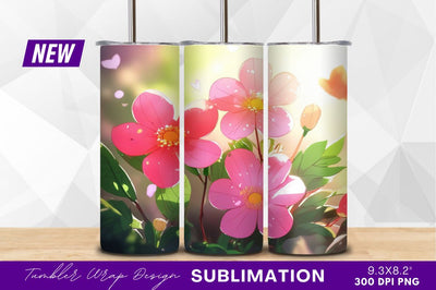 Pink blossoms tumbler png beautiful spring Sublimation Regulrcrative 
