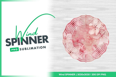 Pink blossoms watercolor background wind spinner round png Sublimation Regulrcrative 