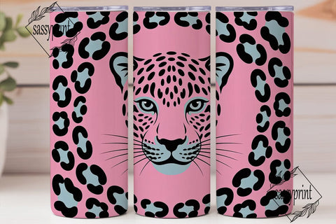 Pink & Blue Leopard 20oz Tumbler Wrap Sublimation sassyprint 