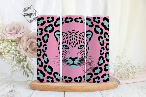 Pink & Blue Leopard 20oz Tumbler Wrap Sublimation sassyprint 