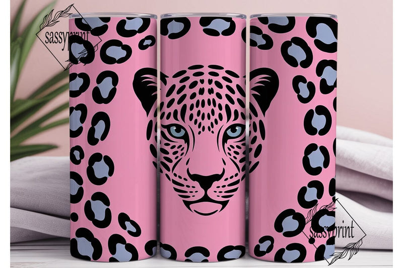 Pink & Blue Leopard 20oz Tumbler Wrap Sublimation sassyprint 