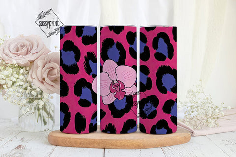 Pink & Blue Leopard 20oz Tumbler Wrap Sublimation sassyprint 