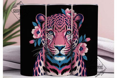 Pink & Blue Leopard 20oz Tumbler Wrap Sublimation sassyprint 