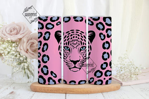 Pink & Blue Leopard 20oz Tumbler Wrap Sublimation sassyprint 