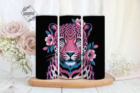 Pink & Blue Leopard 20oz Tumbler Wrap Sublimation sassyprint 