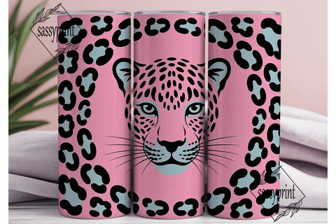 Pink & Blue Leopard 20oz Tumbler Wrap Sublimation sassyprint 