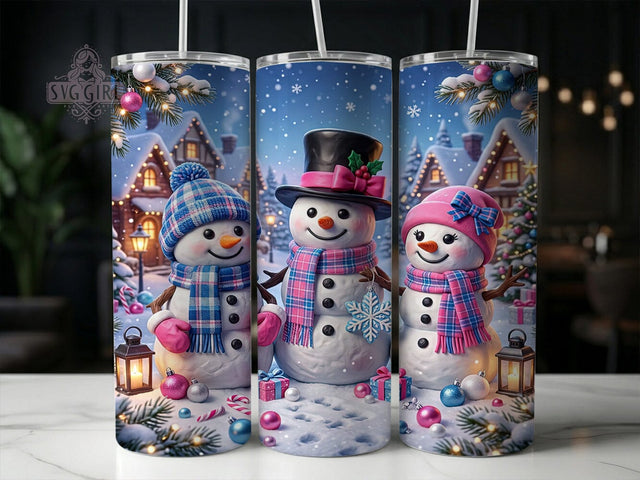 Pink Blue Snowmen 20oz Tumbler, Pink Blue Snowmen, Blue Snowmen PNG, Pink Snowmen PNG, Snowmen Tumbler, Pink Blue Tumbler, Snowmen Wrap PNG, 20oz Tumbler Wrap Sublimation SvggirlplusArt 