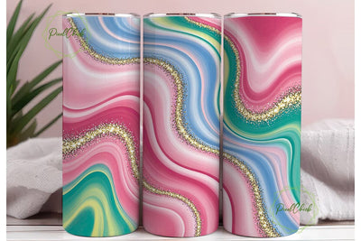 Pink Blue Teal Glitter Flow Tumbler Wrap Sublimation PixelChick 