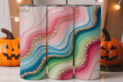 Pink Blue Teal Glitter Flow Tumbler Wrap Sublimation PixelChick 