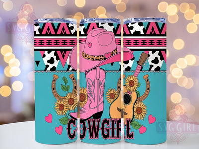 Pink Boho Cowgirl Western Rodeo Tumbler, Western Tumbler, Pink Tumbler, Rodeo Tumbler, Country Girl Tumbler, 20oz Sublimation Wrap, Boho Tumbler Sublimation SvggirlplusArt 