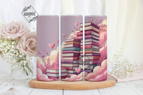 Pink Book Stacks 20oz Tumbler Wrap Sublimation sassyprint 