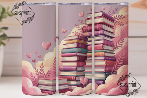 Pink Book Stacks 20oz Tumbler Wrap Sublimation sassyprint 