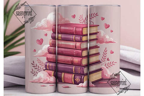 Pink Book Stacks 20oz Tumbler Wrap Sublimation sassyprint 