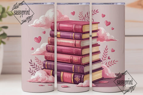 Pink Book Stacks 20oz Tumbler Wrap Sublimation sassyprint 