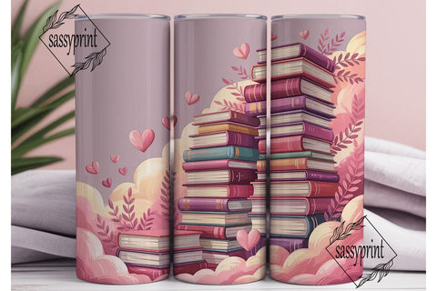 Pink Book Stacks 20oz Tumbler Wrap Sublimation sassyprint 