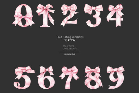 Pink Bow Alphabet Digital | Girly Coquette Letters Birthday SVG GlamArtZhanna 