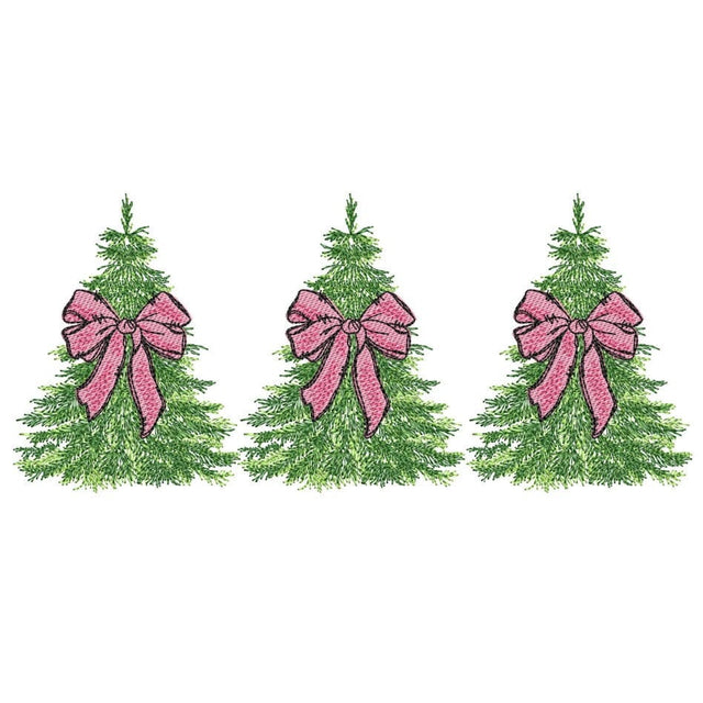 Pink Bow Christmas Tree Embroidery Design, 3 sizes, Instant Download Embroidery/Applique DESIGNS Nino Nadaraia 