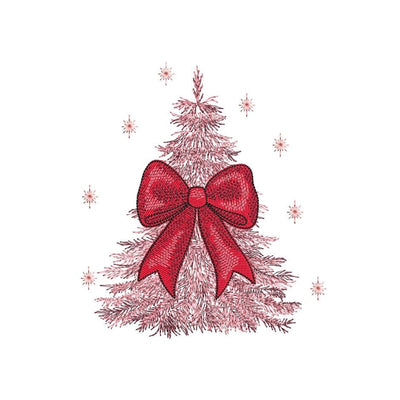 Pink Bow Christmas Tree Embroidery Design, 3 sizes, Instant Download Embroidery/Applique DESIGNS Nino Nadaraia 