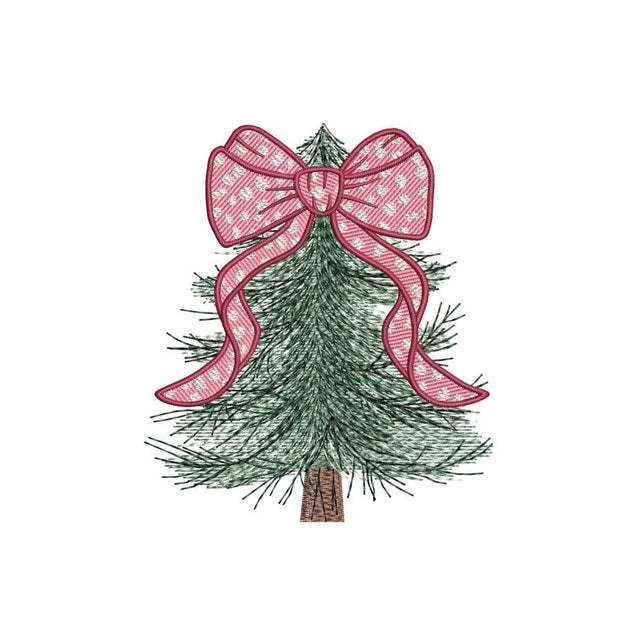 Pink Bow Christmas Tree Embroidery Design, 3 sizes, Instant Download Embroidery/Applique DESIGNS Nino Nadaraia 