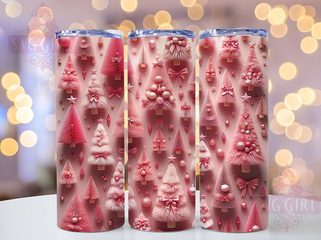 Pink Bow Christmas Tree Tumbler, Holiday Bow Design, Festive Christmas Art, Elegant Holiday Graphic, Cute Seasonal Pattern, 20oz Tumbler, Sublimation Design Sublimation SvggirlplusArt 