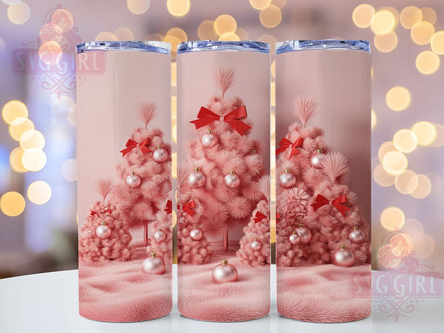 Pink Bow Christmas Tree Tumbler, Holiday Bow Design, Festive Christmas Art, Elegant Holiday Graphic, Cute Seasonal Pattern, 20oz Tumbler, Sublimation Design Sublimation SvggirlplusArt 