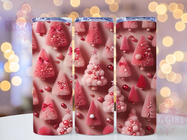 Pink Bow Christmas Tree Tumbler, Holiday Bow Design, Festive Christmas Art, Elegant Holiday Graphic, Cute Seasonal Pattern, 20oz Tumbler, Sublimation Design Sublimation SvggirlplusArt 