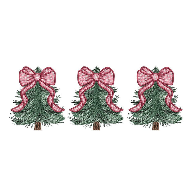 Pink Bow Christmas Trees Embroidery Design, 3 sizes, Instant Download Embroidery/Applique DESIGNS Nino Nadaraia 