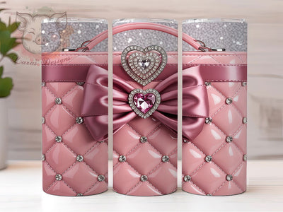 Pink Bow Diamond Heart Tumbler, Heart Wrap Design, Diamond Bling Mug, Holiday Sublimation Wrap, Festive Drinkware, Cute Winter Gift, Sparkly Cup Sublimation Lara' s Designs 