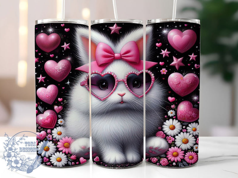 Pink Bow Easter Bunny Tumbler, Easter Bunny Tumbler, Cute Bunny Wrap, Stylish Bunny Wrap, Festive Bunny Wrap, Sublimation Design, Trendy Gift Idea Sublimation ToriDesigns 