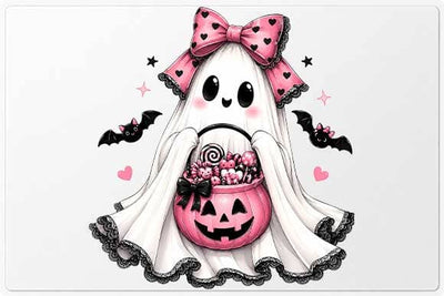 Pink Bow Ghost PNG, Cute Halloween Sublimation Design SVG BillahCrafts 