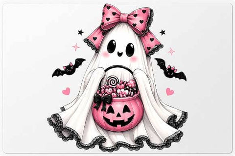 Pink Bow Ghost PNG, Cute Halloween Sublimation Design SVG BillahCrafts 