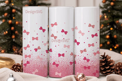 Pink Bow Glitter 20oz Tumbler Wrap Sublimation DesignSVG 