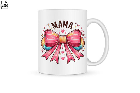 Pink Bow Mama Mother's Day PNG Clipart Printable File Sublimation Creativedesigntee 