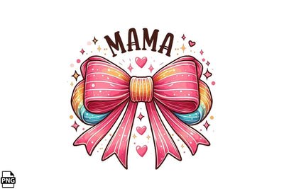 Pink Bow Mama Mother's Day PNG Clipart Printable File Sublimation Creativedesigntee 