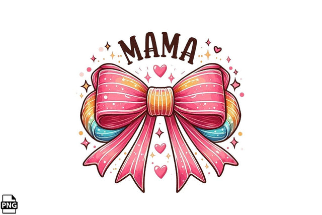 Pink Bow Mama Mother's Day PNG Clipart Printable File Sublimation Creativedesigntee 