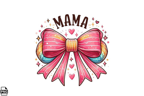 Pink Bow Mama Mother's Day PNG Clipart Printable File Sublimation Creativedesigntee 
