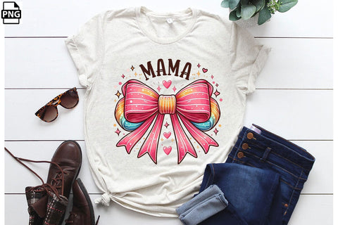 Pink Bow Mama Mother's Day PNG Clipart Printable File Sublimation Creativedesigntee 