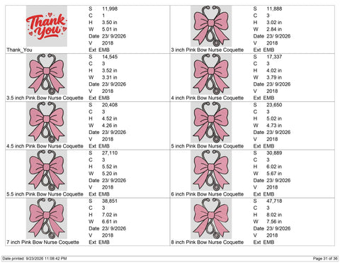 Pink Bow Nurse Embroidery Design – Coquette Stethoscope Nursing Machine Embroidery File Embroidery/Applique DESIGNS PatternFeed8 