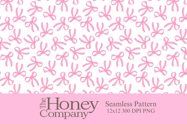 Pink Bow Seamless Pattern | Preppy Valentine Seamless Pattern Sublimation The Honey Company 