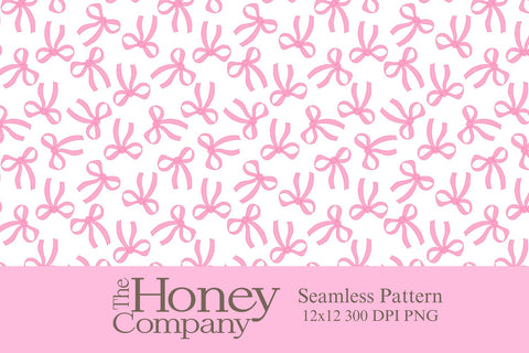 Pink Bow Seamless Pattern | Preppy Valentine Seamless Pattern Sublimation The Honey Company 